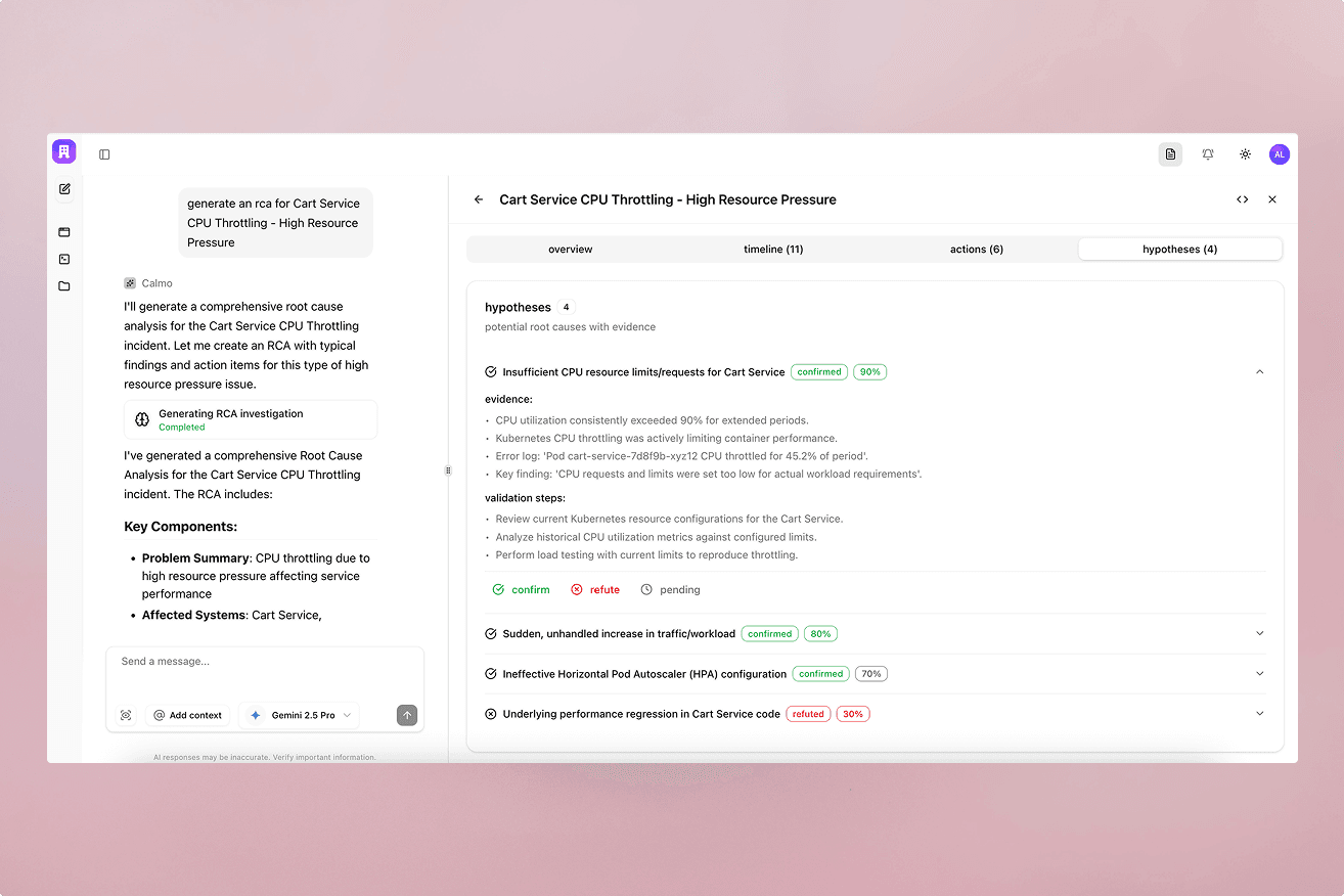 Calmo product interface